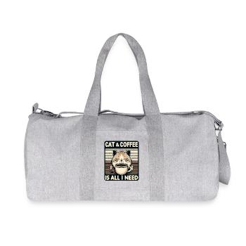 Katze und Kaffee ist alles was ich brauche - Recycelte Canvas-Sporttasche von Stanley/Stella - Grau meliert - Vorne