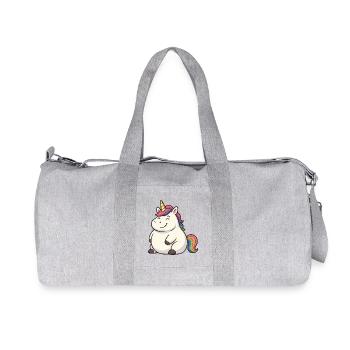 Funny Unicorn Cartoon Design - Recycled Canvas Sports Bag by Stanley/Stella - heather grey - Front