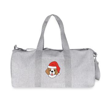 Chien avec chapeau de Noël - Sac de sport en toile recyclée Stanley/Stella - gris chiné - Devant