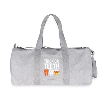 Trick oder Teeth Halloween-T-Shirt - Recycelte Canvas-Sporttasche von Stanley/Stella - Grau meliert - Vorne