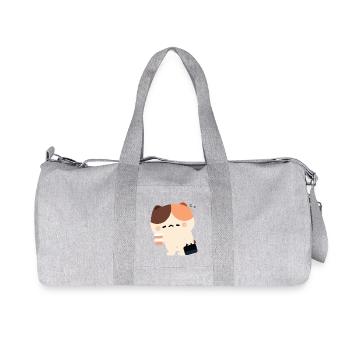 Tired Tortiie Cat - Recycled Canvas Sports Bag by Stanley/Stella - heather grey - Front