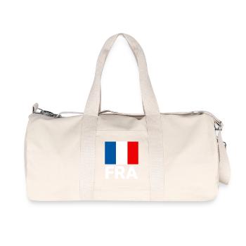Sportliche Frankreich Flagge mit FRA Abkürzung - Recycelte Canvas-Sporttasche von Stanley/Stella - Naturweiß - Vorne