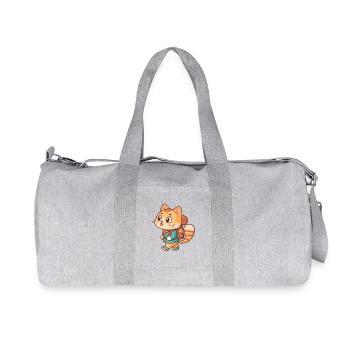 Abenteuerlustige Katze auf einer Wanderung - Recycelte Canvas-Sporttasche von Stanley/Stella - Grau meliert - Vorne