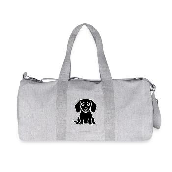 Icône autocollante de chien teckel - Sac de sport en toile recyclée Stanley/Stella - gris chiné - Devant