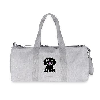 Dachshund Dog Puppy Cartoon - Recycled Canvas Sports Bag by Stanley/Stella - heather grey - Front