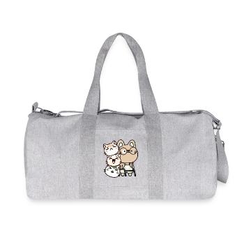 Kawaii Cat with Walker and Happy Friends - Recycled Canvas Sports Bag by Stanley/Stella - heather grey - Front
