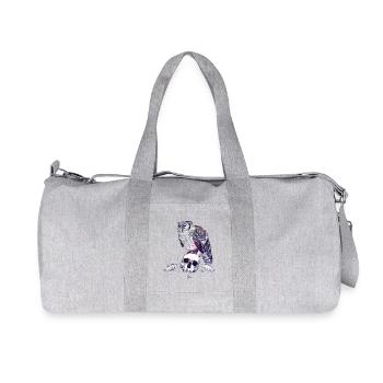 Eurasian Eagle Owl and Skull with Ornaments - Recycled Canvas Sports Bag by Stanley/Stella - heather grey - Front