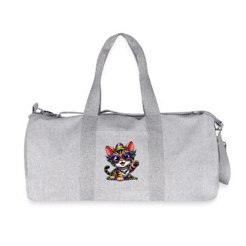 Mardi Gras Bengal Cat, Comic Look - Recycled Canvas Sports Bag by Stanley/Stella - heather grey - Front