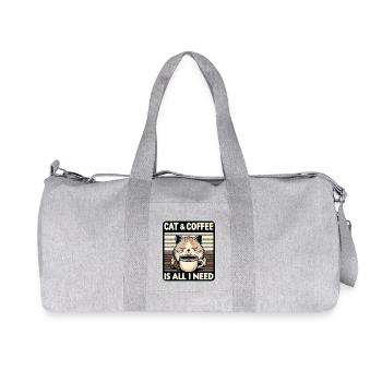 Katze und Kaffee ist alles was ich brauche - Recycelte Canvas-Sporttasche von Stanley/Stella - Grau meliert - Vorne