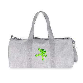 Frog Toad Dancing Funny Silly Naughty Waving Comic - Recycled Canvas Sports Bag by Stanley/Stella - heather grey - Front