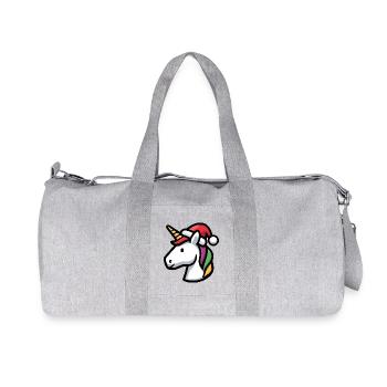 Unicorn with Santa Hat Rainbow Mane - Recycled Canvas Sports Bag by Stanley/Stella - heather grey - Front