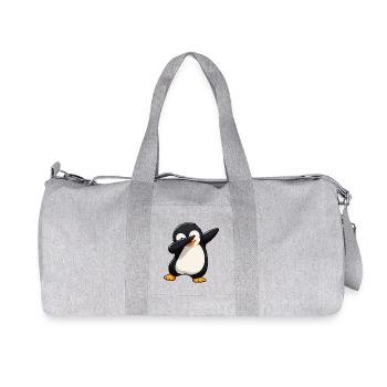 Dab Pinguin Comic - Recycelte Canvas-Sporttasche von Stanley/Stella - Grau meliert - Vorne