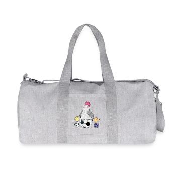 Huhn und Küken mit Fußball - Recycelte Canvas-Sporttasche von Stanley/Stella - Grau meliert - Vorne