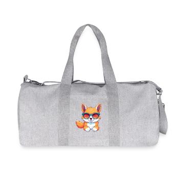 Cool Nerd Fox – Relaxed Animal Design - Recycled Canvas Sports Bag by Stanley/Stella - heather grey - Front