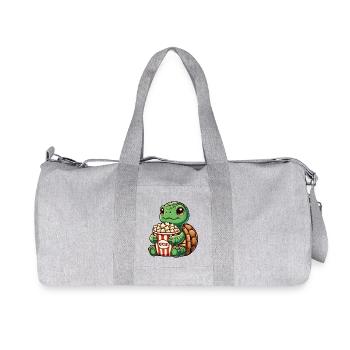 Cute Turtle Popcorn Movies Movies Cinema Fun - Recycled Canvas Sports Bag by Stanley/Stella - heather grey - Front