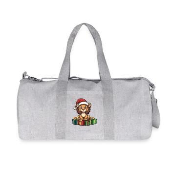 Cadeaux de bande dessinée de Noël Lion - Sac de sport en toile recyclée Stanley/Stella - gris chiné - Devant