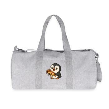 Cute Penguin Cartoon Pizza Pizza Lover Funny - Recycled Canvas Sports Bag by Stanley/Stella - heather grey - Front
