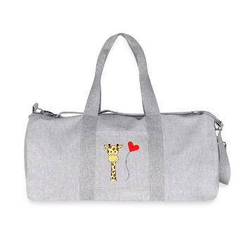 Giraffe mit Herzluftballon – Tierisch süßes Motiv - Recycelte Canvas-Sporttasche von Stanley/Stella - Grau meliert - Vorne