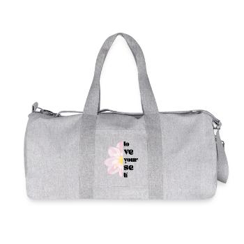 Aimez-vous – Motif 🌸✨ floral - Sac de sport en toile recyclée Stanley/Stella - gris chiné - Devant