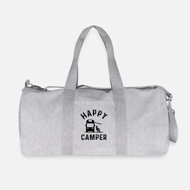 Happy Camper - Camping Shirt Geschenk Wohnmobil - Recycelte Canvas-Sporttasche von Stanley/Stella - Grau meliert