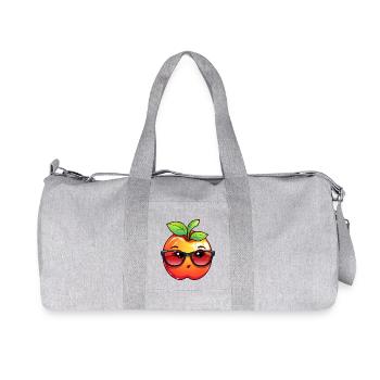 Cute Kawaii Apple with Glasses – Charming - Recycled Canvas Sports Bag by Stanley/Stella - heather grey - Front
