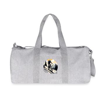 mountain biker, bicycle, mountains, outdoor, sport - Recycled Canvas Sports Bag by Stanley/Stella - heather grey - Front