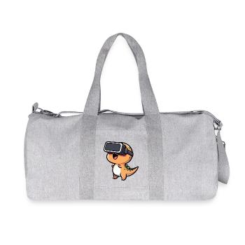 Dino T-Rex in VR Cartoon Virtual Reality - Recycled Canvas Sports Bag by Stanley/Stella - heather grey - Front