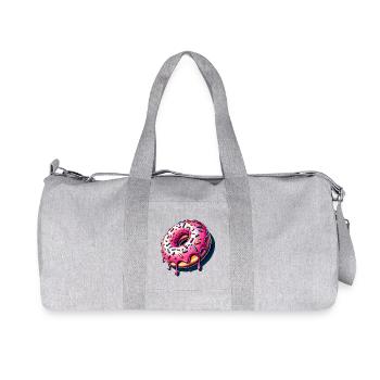 A donut with colorful sprinkles and pink icing - Recycled Canvas Sports Bag by Stanley/Stella - heather grey - Front