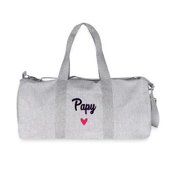 PAPY. PAPA. FÊTE DES PÈRES. BONNE FÊTE PAPA - Sac de sport en toile recyclée Stanley/Stella - gris chiné - Devant