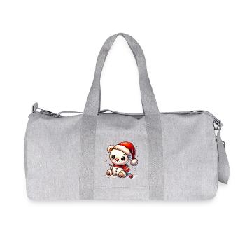 Snowman Bear with Hat - Cute Winter Motif - Recycled Canvas Sports Bag by Stanley/Stella - heather grey - Front
