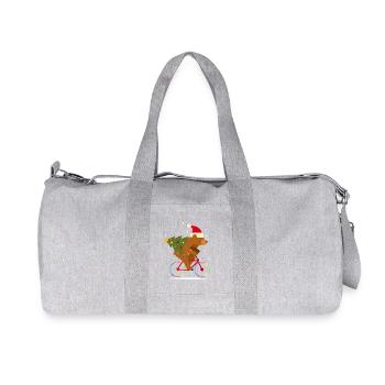 Bear with Santa hat on bicycle at Christmas - Recycled Canvas Sports Bag by Stanley/Stella - heather grey - Front