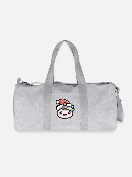 Kawaii Unicorn Face Santa Hat - Recycled Canvas Sports Bag by Stanley/Stella - heather grey