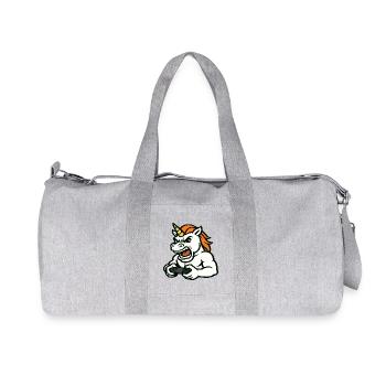 Raging Unicorn Gamer Mascot with Controller - Recycled Canvas Sports Bag by Stanley/Stella - heather grey - Front