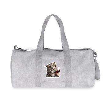 Wise owl at the cozy wine evening - Recycled Canvas Sports Bag by Stanley/Stella - heather grey - Front