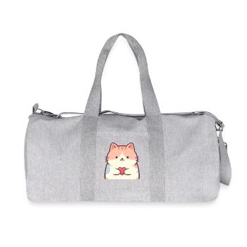 Chat animé au cœur de chaton câlin - Sac de sport en toile recyclée Stanley/Stella - gris chiné - Devant