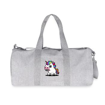 Motif coloré de licorne de dessin animé - Sac de sport en toile recyclée Stanley/Stella - gris chiné - Devant
