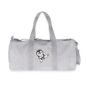 Cute Penguin Karate Martial Artist Cartoon Chibi - Recycled Canvas Sports Bag by Stanley/Stella - heather grey - Front