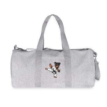 Cute Rottweiler Karate Fighter Cartoon Martial Arts - Recycled Canvas Sports Bag by Stanley/Stella - heather grey - Front