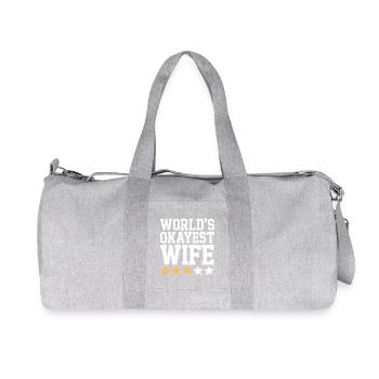 World's Okayest Wife Tee - Recycled Canvas Sports Bag by Stanley/Stella - heather grey - Front