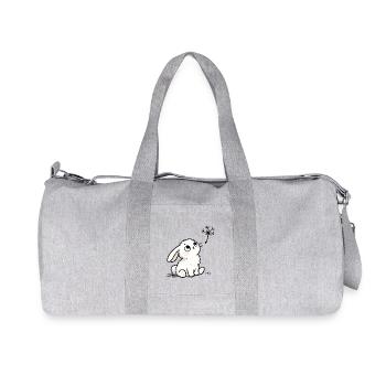 White rabbit with dreamy eyes and dandelion - Recycled Canvas Sports Bag by Stanley/Stella - heather grey - Front