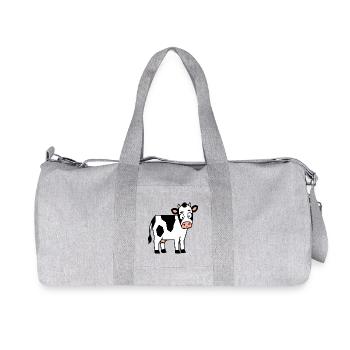 Cow Cartoon Cheerful Pattern - Recycled Canvas Sports Bag by Stanley/Stella - heather grey - Front