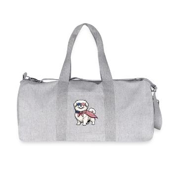 Patriotischer Pekinger – Peke-Hund-Mama Papa Schoßhund - Recycelte Canvas-Sporttasche von Stanley/Stella - Grau meliert - Vorne