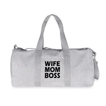 Wife mom boss - Recycelte Canvas-Sporttasche von Stanley/Stella - Grau meliert - Vorne