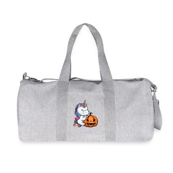 Cute Halloween unicorn with pumpkin - Recycled Canvas Sports Bag by Stanley/Stella - heather grey - Front