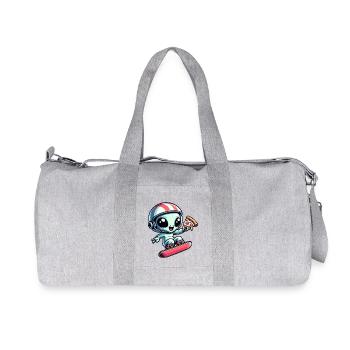 Cute Comic Alien Snowboard Snowboarder - Recycled Canvas Sports Bag by Stanley/Stella - heather grey - Front