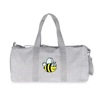 Cheerful Yellow Bee Cartoon - Recycled Canvas Sports Bag by Stanley/Stella - heather grey - Front