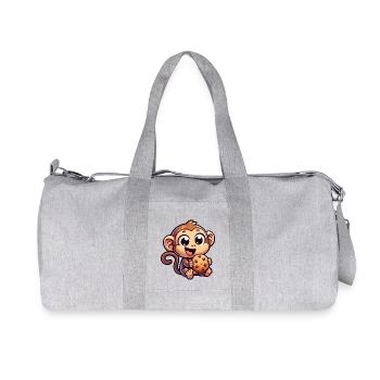 Chimpanzé avec friandise sucrée au biscuit - Sac de sport en toile recyclée Stanley/Stella - gris chiné - Devant