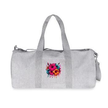 Hibiscus Flowers - Recycled Canvas Sports Bag by Stanley/Stella - heather grey - Front