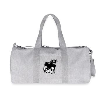 Conception de vache laitière en noir et blanc – Farm & Dairy - Sac de sport en toile recyclée Stanley/Stella - gris chiné - Devant