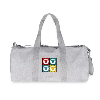 Colorful Hearts in Pop Art Style - Recycled Canvas Sports Bag by Stanley/Stella - heather grey - Front